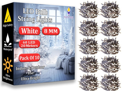 FIZZYTECH 60 LEDs 20 m White Steady String Rice Lights(Pack of 10)