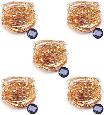 Trendx 50 LEDs 5 m Yellow Steady String Rice Lights(Pack of 5)