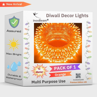 inooBeam 44 LEDs 12 m Orange Steady String Rice Lights(Pack of 1)