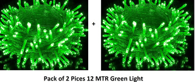 AJOLA 40 LEDs 12 m Green Steady Ball Rice Lights(Pack of 2)
