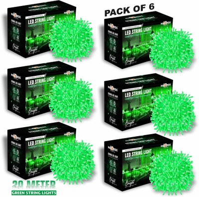 Pick Ur Needs 60 LEDs 20 m Green Steady String Rice Lights(Pack of 6)