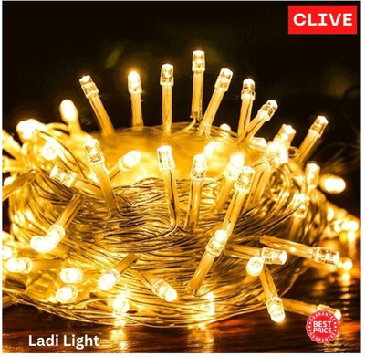 Clive 1200 LEDs 10 m Yellow Steady, Flickering String Rice Lights(Pack of 1)