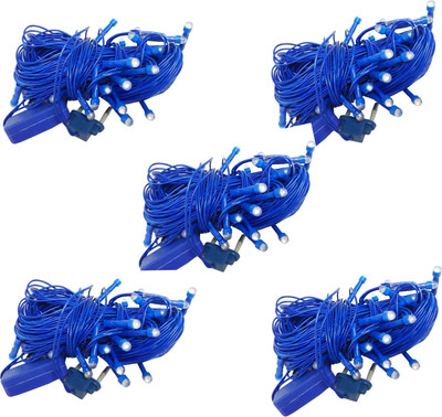 Local Charm 140 LEDs 13 m Blue Steady String Rice Lights(Pack of 5)