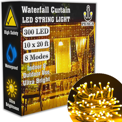 PESCA 300 LEDs 6 m Yellow Flickering, Steady String Rice Lights(Pack of 1)
