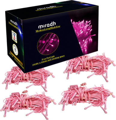 MIRADH 36 LEDs 10 m Pink Steady String Rice Lights(Pack of 4)
