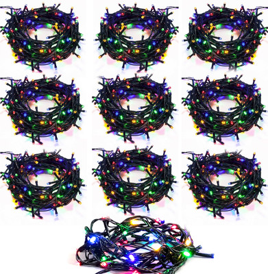 GIGAWATTS 180 LEDs 45 m Multicolor Color Changing String Rice Lights(Pack of 10)