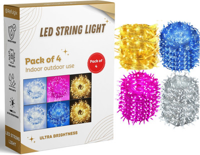 Refulgix 40 LEDs 12 m Multicolor Steady String Rice Lights(Pack of 4)