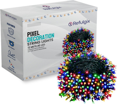 Refulgix 40 LEDs 12 m Multicolor Steady String Rice Lights(Pack of 1)