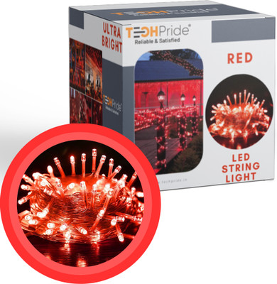 TechPride 40 LEDs 11 m Red Steady String Rice Lights(Pack of 3)