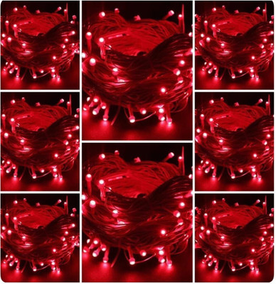 Local Charm 224 LEDs 12.5 m Red Steady String Rice Lights(Pack of 8)