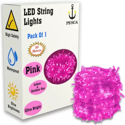 PESCA 60 LEDs 20 m Pink Steady String Rice Lights(Pack of 1)