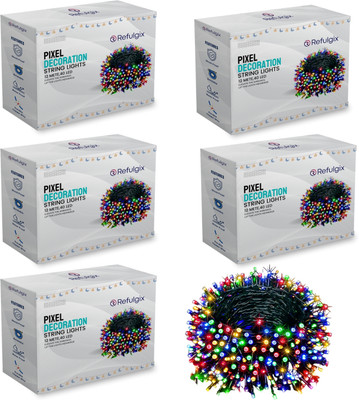 Refulgix 40 LEDs 12 m Multicolor Steady String Rice Lights(Pack of 5)