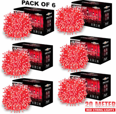 Pick Ur Needs 60 LEDs 20 m Red Steady String Rice Lights(Pack of 6)