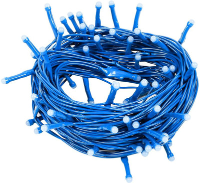 Lexton 75 LEDs 12.5 m Blue Steady, Flickering Bulb Rice Lights(Pack of 1)