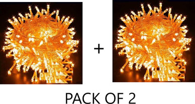 PriPra 60 LEDs 20 m Yellow Steady Ball Rice Lights(Pack of 2)