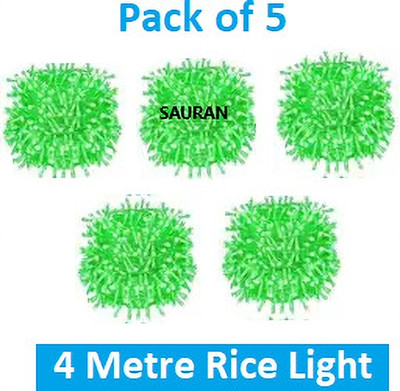 Sauran 15 LEDs 4 m Green Steady String Rice Lights(Pack of 5)
