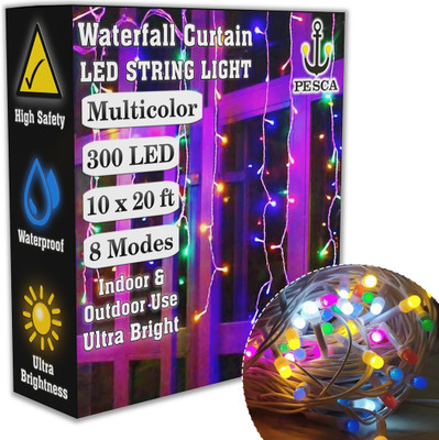 PESCA 300 LEDs 6 m Multicolor Flickering, Steady String Rice Lights(Pack of 1)