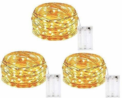 DOJI 30 LEDs 3 m Yellow Steady String Rice Lights(Pack of 3)