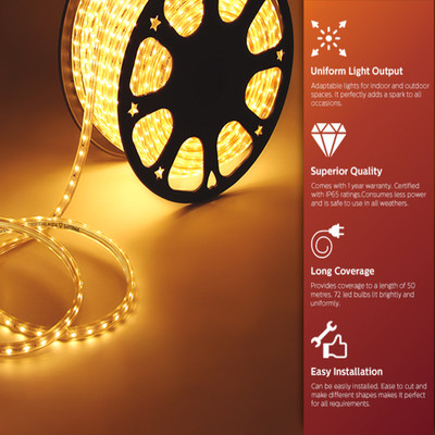 Eware 2400 LEDs 10.01 m Gold Steady Strip Rice Lights(Pack of 1)