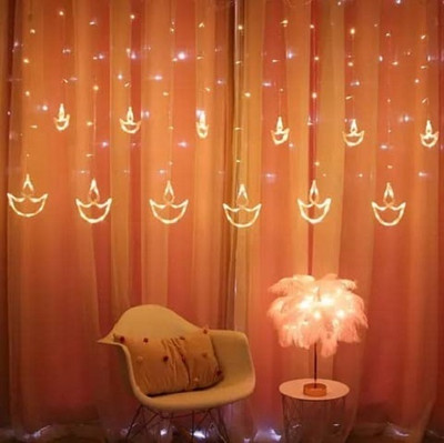 kbsales 138 LEDs 2.5 m Yellow Flickering Diya Rice Lights(Pack of 1)