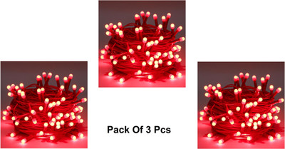 Biway 40 LEDs 15 m Red Steady Ball Rice Lights(Pack of 3)