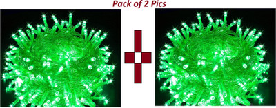 Growvibe 60 LEDs 20 m Green Steady Ball Rice Lights(Pack of 2)