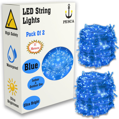 PESCA 40 LEDs 11 m Blue Steady String Rice Lights(Pack of 2)