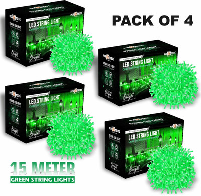 Pick Ur Needs 40 LEDs 15 m Green Steady String Rice Lights(Pack of 4)