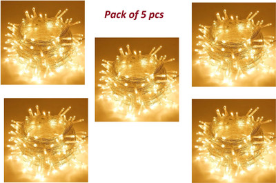 SV GLOBAL 42 LEDs 15 m Gold Steady Ball Rice Lights(Pack of 5)