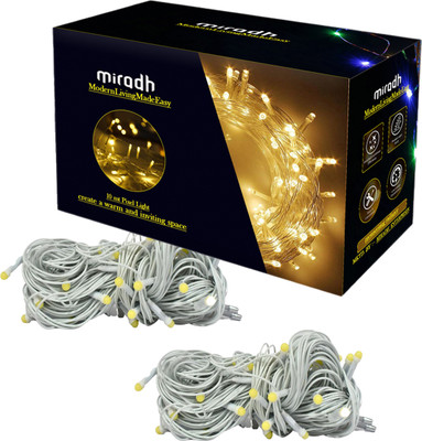 MIRADH 36 LEDs 10 m Yellow Steady String Rice Lights(Pack of 2)