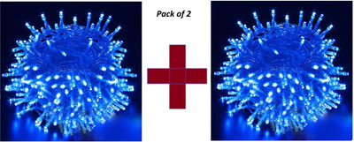 Biway 60 LEDs 20 m Blue Steady Ball Rice Lights(Pack of 2)