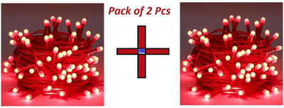 Jee Dee 40 LEDs 15 m Red Color Changing, Flickering, Steady Ball Rice Lights(Pack of 2)