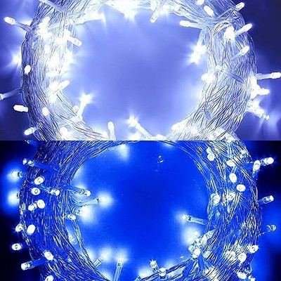 Shine Sparkel 50 LEDs 15 m White, Blue Steady Bulb Rice Lights(Pack of 10)