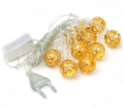 Pride Art 10 LEDs 2.59 m Yellow Steady Ball Rice Lights(Pack of 1)