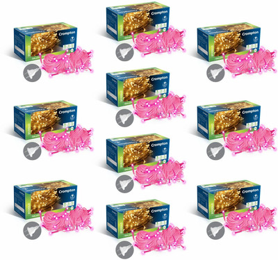Crompton 48 LEDs 10 m Pink Steady String Rice Lights(Pack of 10)