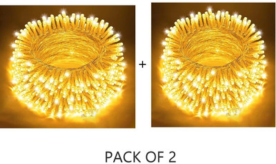 PriPra 60 LEDs 20 m Gold Steady Ball Rice Lights(Pack of 2)