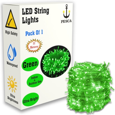 PESCA 40 LEDs 11 m Green Steady String Rice Lights(Pack of 1)