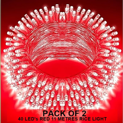 Dreamica 40 LEDs 11 m Red Steady String Rice Lights(Pack of 2)