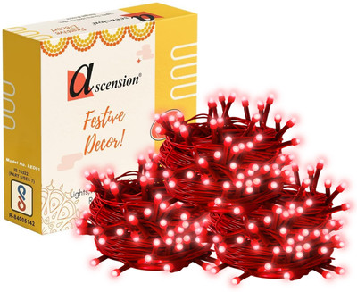 Ascension 40 LEDs 10.9 m Red Steady Bulb Rice Lights(Pack of 3)
