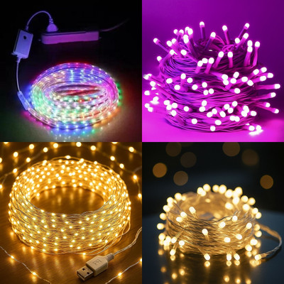 NKXIK 35 LEDs 10 m Multicolor Steady Strip Rice Lights(Pack of 4)