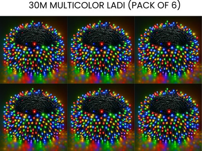 spark world 1 LEDs 30 m Multicolor Steady Bulb Rice Lights(Pack of 6)