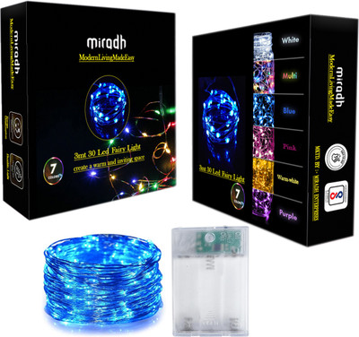 MIRADH 30 LEDs 3 m Blue Steady String Rice Lights(Pack of 1)