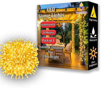FIZZYTECH 60 LEDs 20 m Yellow Steady String Rice Lights(Pack of 1)