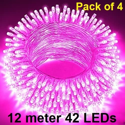 Trendx 42 LEDs 12 m Pink Steady String Rice Lights(Pack of 4)