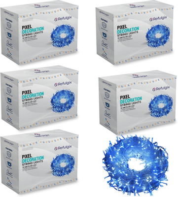 Refulgix 40 LEDs 12 m Blue Steady String Rice Lights(Pack of 5)