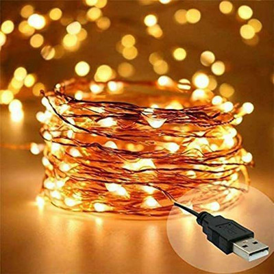 shivay 100 LEDs 10 m Yellow Steady Bulb Rice Lights(Pack of 1)