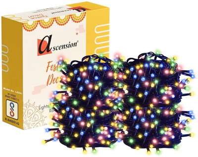 Ascension 40 LEDs 10.9 m Multicolor Steady Bulb Rice Lights(Pack of 4)