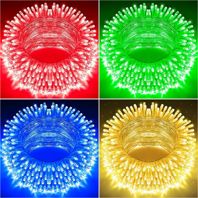 Illuminator 22 LEDs 10 m Red, Green, Blue, Yellow Steady Bulb Rice Lights(Pack of 4)