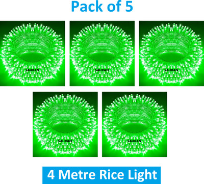 Sauran 15 LEDs 4 m Green Steady String Rice Lights(Pack of 5)