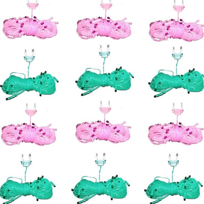 Local Charm 300 LEDs 8 m Green, Pink Steady String Rice Lights(Pack of 12)